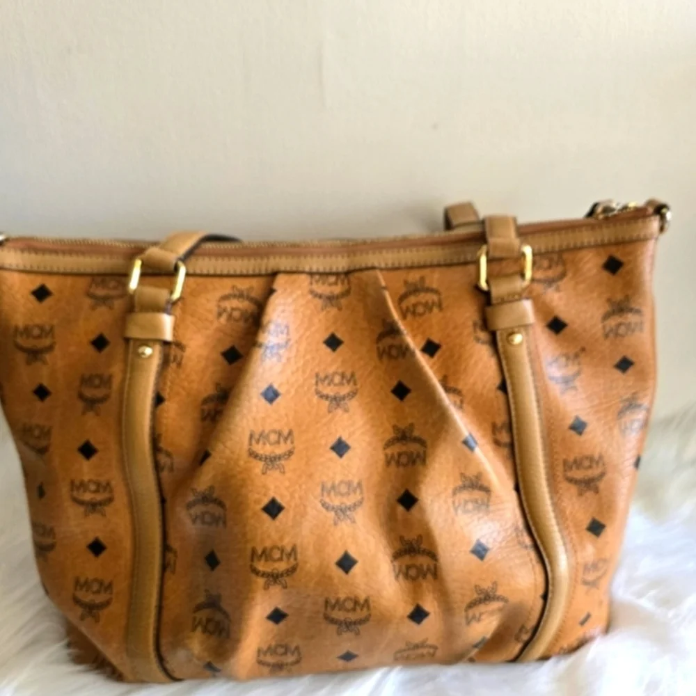 Authentic MCM Cognac Visetos Tote - Picture 3 of 9